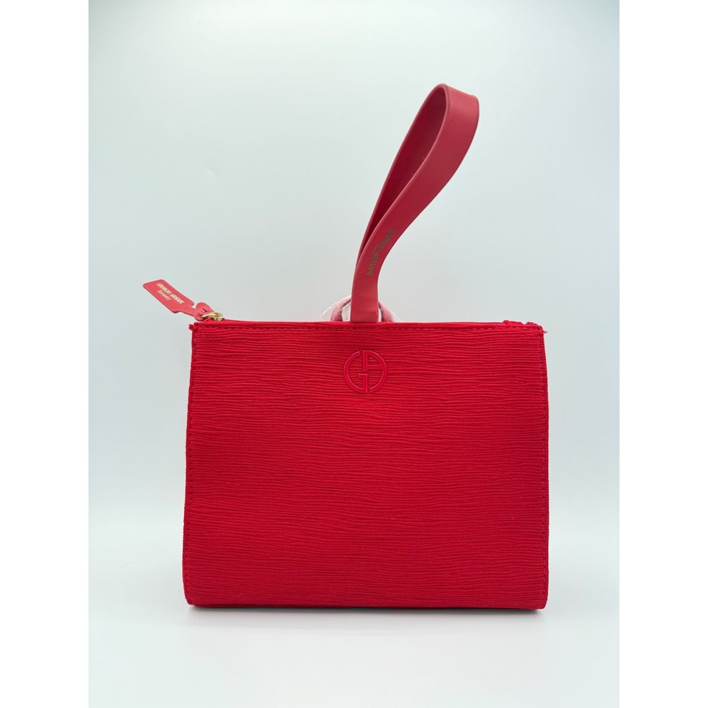 Giorgio Armani Red‎ Textured Cosmetic Makeup Bag Pouch Wristlet